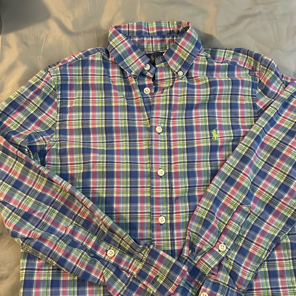 Ralph Lauren Polo Plaid Button Down Shirt (sz 10-12)